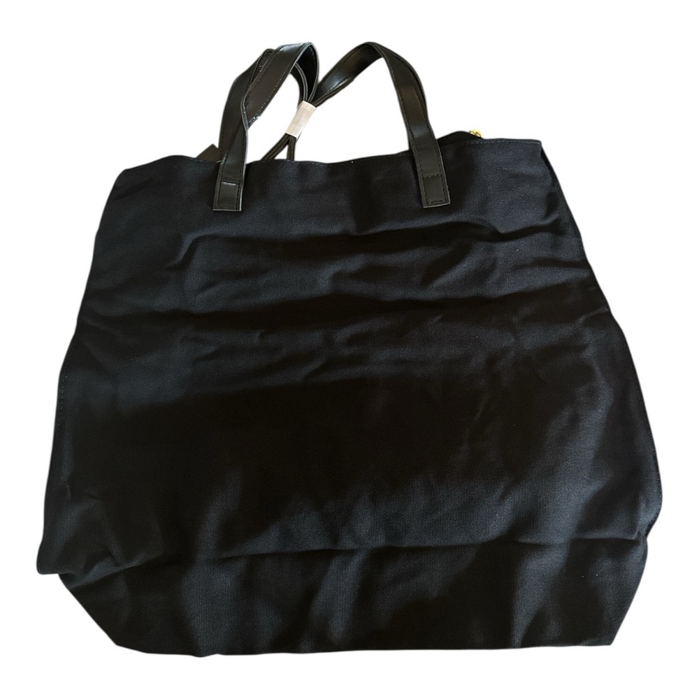 Gia Gatti Large Black Canvas Tote Bag NWT Weekender Travel Gym Shoulder Bag - Picture 3 of 11